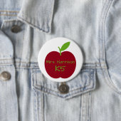 Badge Rond 7,6 Cm Apple du professeur rouge et vert personnalisé (En situation)