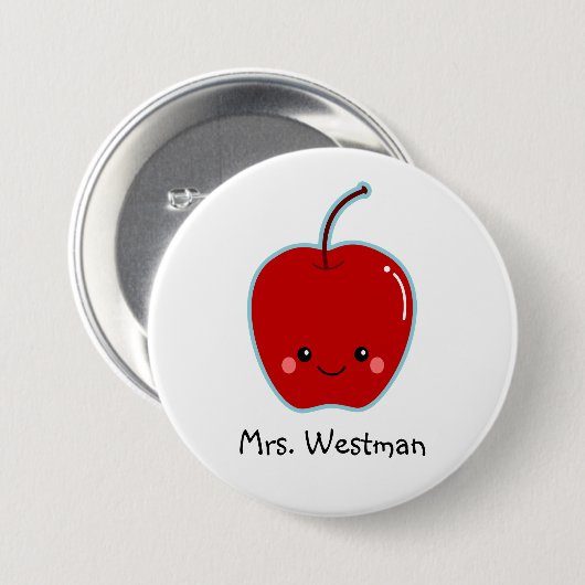 Badge Rond 7,6 Cm Apple mignon personnalisé pour le professeur (Devant & derrière)