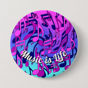 Badge Rond 7,6 Cm Aqua bleu pourpre de beau de musique rose animé d