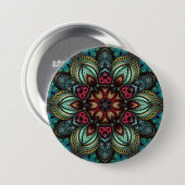 Badge Rond 7,6 Cm Aqua Delight Kaleidoscope Mandala Button (Devant & derrière)