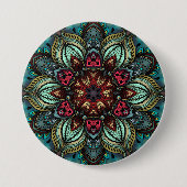 Badge Rond 7,6 Cm Aqua Delight Kaleidoscope Mandala Button (Devant)