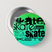 Badge Rond 7,6 Cm Aqua, Neon Green Gradient; Patinage (Devant & derrière)