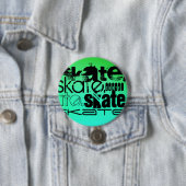 Badge Rond 7,6 Cm Aqua, Neon Green Gradient; Patinage (En situation)