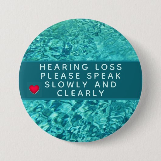 Badge Rond 7,6 Cm Aqua Perte auditive cardiaque Abstraite 3 pouces (Devant)