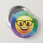 Badge Rond 7,6 Cm Aquarelle arc-en-ciel Nerd Émoji lunettes Pin (Devant & derrière)