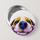 Badge Rond 7,6 Cm aquarelle Chien (Devant & derrière)