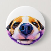 Badge Rond 7,6 Cm aquarelle Chien (Devant)