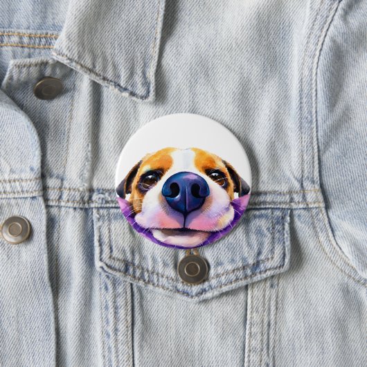 Badge Rond 7,6 Cm aquarelle Chien (En situation)