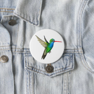 Badge Rond 7,6 Cm Aquarelle de colibri à bec large