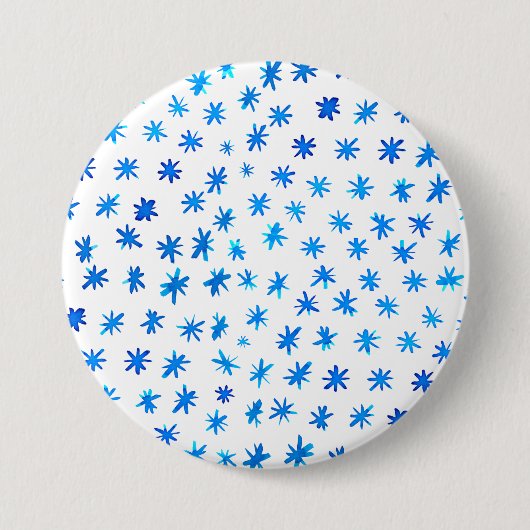 Badge Rond 7,6 Cm Aquarelle étoilée - bleu (Devant)