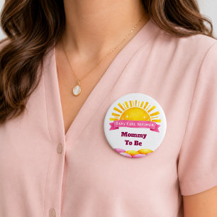 Badge Rond 7,6 Cm Aquarelle Golden Little Sunshine Future Maman