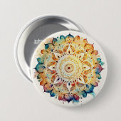 Badge Rond 7,6 Cm Aquarelle Mandala (Devant & derrière)