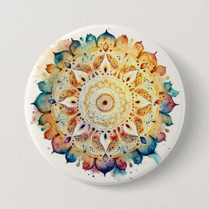 Badge Rond 7,6 Cm Aquarelle Mandala