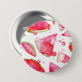 Badge Rond 7,6 Cm Aquarelle pastèque 1 (Devant & derrière)