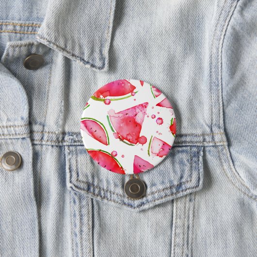 Badge Rond 7,6 Cm Aquarelle pastèque 1 (En situation)