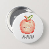 Badge Rond 7,6 Cm Aquarelle pomme de fruits (Devant & derrière)