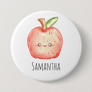 Badge Rond 7,6 Cm Aquarelle pomme de fruits