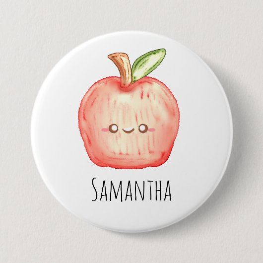 Badge Rond 7,6 Cm Aquarelle pomme de fruits (Devant)
