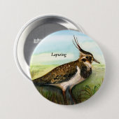 Badge Rond 7,6 Cm Aquarelle verte pourpre pour oiseaux (Devant & derrière)