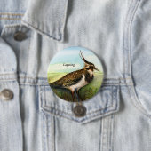 Badge Rond 7,6 Cm Aquarelle verte pourpre pour oiseaux (En situation)