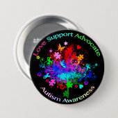 Badge Rond 7,6 Cm Arbre autiste en spectre (Devant & derrière)