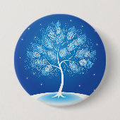 Badge Rond 7,6 Cm Arbre Blanc Dans La Neige (Devant)