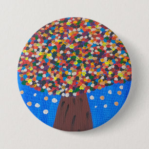 Badge Rond 7,6 Cm Arbre coloré Abstrait