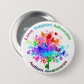 Badge Rond 7,6 Cm Arbre d'autisme dans le spectre (Devant & derrière)
