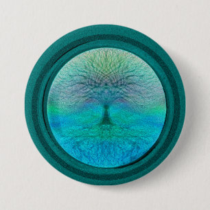 Badge Rond 7,6 Cm Arbre de la vie dans des couleurs vertes