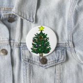 Badge Rond 7,6 Cm Arbre de Noël festif (En situation)