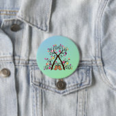 Badge Rond 7,6 Cm Arbre de Pâques (En situation)