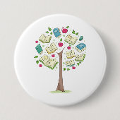 Badge Rond 7,6 Cm Arbre éducatif de connaissances avec des livres (Devant)