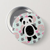 Badge Rond 7,6 Cm Arbres, fleurs et ours de panda (Devant & derrière)
