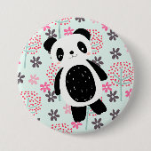 Badge Rond 7,6 Cm Arbres, fleurs et ours de panda (Devant)