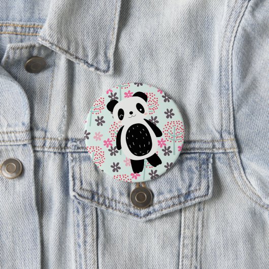 Badge Rond 7,6 Cm Arbres, fleurs et ours de panda (En situation)