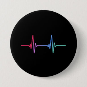 Badge Rond 7,6 Cm Arc-en-ciel de fierté de battement de cœur Allié L