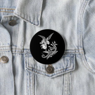 Badge Rond 7,6 Cm Arch Angel Fighting hydra Dragon illustration d'ar