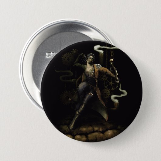 Badge Rond 7,6 Cm Archer full body with steampunk style (Devant & derrière)