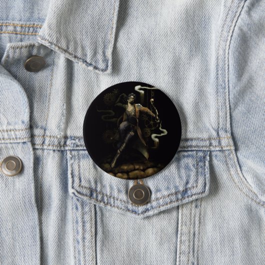 Badge Rond 7,6 Cm Archer full body with steampunk style (En situation)