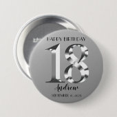 Badge Rond 7,6 Cm Argent métallique 18e anniversaire (Devant & derrière)