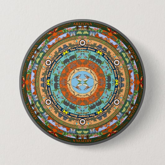 Badge Rond 7,6 Cm Arizona State Mandala Pin (Devant)
