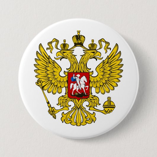 Badge Rond 7,6 Cm Armoiries de la Fédération de Russie (Devant)
