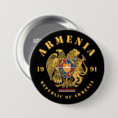 Badge Rond 7,6 Cm Armoiries de l'Arménie (Devant & derrière)