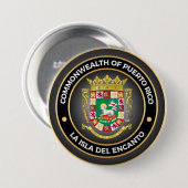 Badge Rond 7,6 Cm Armoiries de Porto Rico (Devant & derrière)