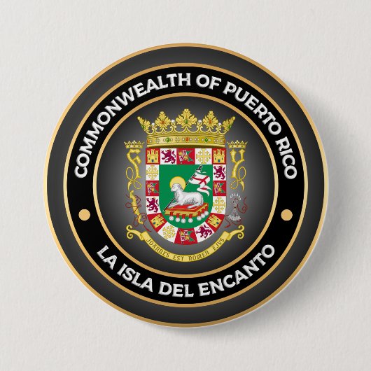 Badge Rond 7,6 Cm Armoiries de Porto Rico (Devant)