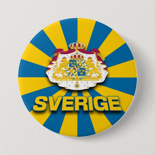 Badge Rond 7,6 Cm Armoiries de Sverige (Devant)