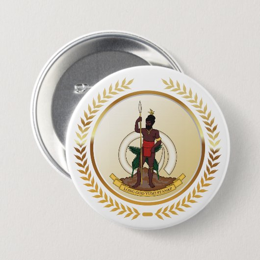Badge Rond 7,6 Cm Armoiries de Vanuatu (Devant & derrière)