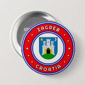 Badge Rond 7,6 Cm Armoiries de Zagreb Croatie (Devant & derrière)