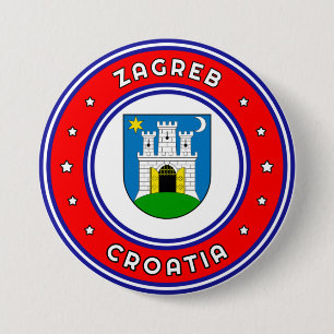 Badge Rond 7,6 Cm Armoiries de Zagreb Croatie
