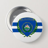 Badge Rond 7,6 Cm Armoiries d'El Salvador (Devant & derrière)
